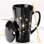500ml Large Coffee Mug Tea Cup Elegant Porcelain Cup with Lid Spoon Couple Mugs Creative S Friends and Family