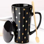 500ml Coffee Mug Tea Cup Elegant Porcelain Cup with Lid Spoon Couple Mugs Creative S for Friends and Family.
