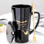 500ml Large Coffee Mug Tea Cup Elegant Porcelain Cup with Lid Spoon Mugs Creative S for Friends and Family.