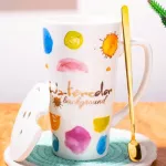 500ml Large Coffee Mug Tea Cup Elegant Porcelain Cup with Spoon Couple Mugs Creative S for Friends and Family.
