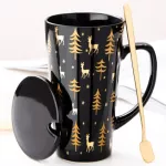 500ml Large Coffee Mug Tea Cup Elegant Porcelain Cup with Lid Spoon Couple Mugs S Friends and Family