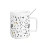 400ml Creative Cat Ceramic Mugs Cute Cartoon With Lid With Spoon Cup Literary Small Fresh Coffee Mug