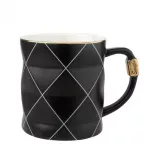 Nordic Golden Black And White Grid Geometry Ceramic Coffee Mug Porcelain Juice Drinking Cup Coffee Milk Tea Cup Mj731