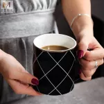 Nordic Golden Black and White Grid Geometry Ceramic Coffee MUG Porcelain Juice Drinking Cup Cup Cup Cup Cup Milk Tea Cup MJ731
