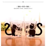 300-400ml Free Shipping Blackwhite Piano Cat Cartoon Glass Milk Coffee Juice Cup with Handle