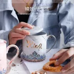 Luxury Gold King and Queen Marble Porcelain Couples Coffee Milk Ceramic Cup and Mug Valentine's Day Wedding