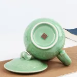 Chinese Longquan Teacup Teaset Ceramic Elegant Glaze Tea Mug with Lid Kung Fu with Fish Pattern Cladon Office Tea Cup