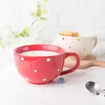 Free Shipping High Capacity Wave Point Ceramic Soup Cup European Breakfast Cereal Milk Mugs Student Office Water Cup with Handle