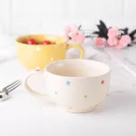 Free Shipping High Capacity Wave Point Ceramic Soup Cup European Breakfast Cereal Milk Mugs Student Office Water Cup with Handle