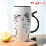 Cute Cat Ceramics Coffee Mug With Lid Large Capacity Animal Mugs Drinkware Coffee Milk Tea Cups Novelty S