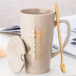 500ml Large Coffee Mug Cup Elegant Porcelain Cup with Lid Spoon Couple Mugs Creative S for Friends and Family.