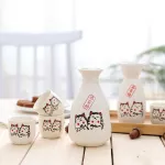 Japanse Porcelain Vintage Ceramic Pot Flagon Liquor Spirits Cups Set Kitchen Dining Bar Drinkware Japanse Sake Wine Set