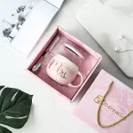Wedding Bridal Couples Lover's Mug Porcelain Milk Tea Breakfast Luxury Pink Gold MRS CRAMIC MARBLE COFFEE CUP