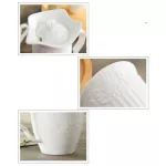 3PC Set White Embossed Porcelain Tea Pot Set with Mug. Taza Service A The Turkish Tea Set Country Side Coffee Cup Water Pot