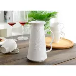 3PC Set White Embossed Porcelain Tea Pot Set with Mug. Taza Service A The Turkish Tea Set Country Side Coffee Cup Water Pot