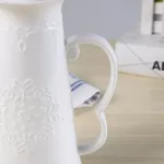 3PC Set White Embossed Porcelain Tea Pot Set with Mug. Taza Service A The Turkish Tea Set Country Side Coffee Cup Water Pot