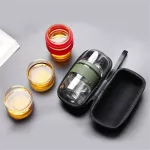 Portable 2-Person Teapot Outdoor Car-Mounted One Pot and Two Cups Portable Travel Glass Kung FU Tea Set Travel Express Cup