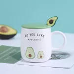 MUGS with Avocado Funny Coffee Cup Cremic Creative Color Heat-Resistant Mug with 450ml Kids Office Home Drinkware