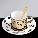 New Leopard Anamorphic Cup Mirror Reflection Cup Zebra Elk Coffee Cup with Plate