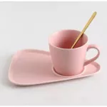 Nordic Ceramic Coffee Cup with Spoon and Saucer Set Creative European Luxury Breakfast Snack Afternoon Tea Tableware Tray