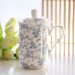 Oussirro Bone China Mugs With Lid Creative Ceramic Milk Coffee Mug Elegant Wedding