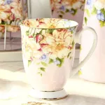 Bone China Coffee Mugs Cafe Floral Painting Cup Flower Tea Cup Creative Present Ceramic Vintage Goblet Water Cups And Mugs