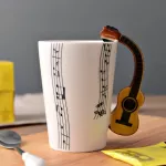 Geekhom Creative Music VILIN STYLE GUITAR CRAMIC MILFEE MILK STAVE CUPS HANDLE COFFEE MUG Novelty s
