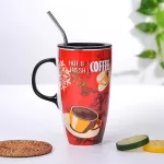 Portable Nordic Mug Creative Ceramic Water Milk Tea Coffee Yogurt Mug Best Cup With Lid House For Man Women Home