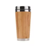 UPORS 450ml Natural Bamboo Travel Mug with Lid Stainless Steel Coffee Cup Tumbler Bottles Beer Coffee Mug Tea