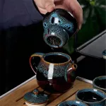 Portable Kung Fu Tea Set Ceramic China Teapot Porcelain Teaset Gaiwan Tea Cups of Tea Ceremony Tea Pot with Travel Bag