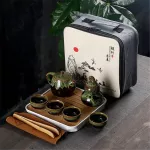 Portable Kung Fu Tea Set Ceramic China Teapot Porcelain Teaset Gaiwan Tea Cups of Tea Ceremony Tea Pot with Travel Bag