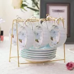 6pcs Nordic Luxury Phnom Penh Couple Cup High-Grade Ceramic Home After Set Flower Tea Cup Set Wedding