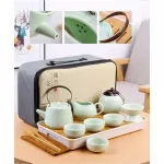 Ceramic Porcelain Kung Fu Tea Set Teaware Tea Pot and Cup Set Travel Tea Set One Pot Four Cup Outdoor Car Portable