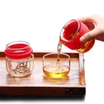 Portable 2-Person Teapot Outdoor Car-Mounted One Pot and Two Cups Portable Travel Glass Kung FU Tea Set Travel Express Cup