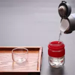 Portable 2-Person Teapot Outdoor Car-Mounted One Pot and Two Cups Portable Travel Glass Kung FU Tea Set Travel Express Cup