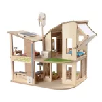 PLANTOYS GREEN DOLLHOUSE with Furniture, a plank tooy, natural house, furniture Enhance imagination