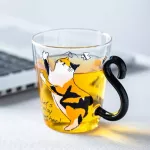 250 Ml Cute Black Cat Glass Coffee Mug Set Handgrip Animal Shaped Milk Water Juice Mugs Tea Cup Japanese Style Kawaii Home