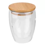 250ml/350ml/450ml Double Layer Wall Clear Glass Tea Cups Bamboo Lid Set Anti-Scalding Glass Coffee Tea Milk Insulation Mugs