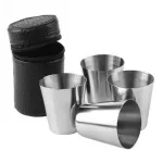4PCS 30/70/170ml Stainless Steel Cup Cup Coffee Mugs Unbereakable Juice Beer Wine Whiskey Shot Tumblers Travel Mugs with Leather Bag