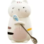 Super Cute 3d Animal Cate Cute Ceramic Water Cup Large Capacity Mug with Cover Coffee Cup