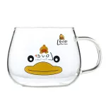 300ml Cute Cartoon Duck Mug Bamboo Cover Glass Flower Tea Cup Single Layer Breakfast Cup with Handle Juice Coffee Mug