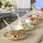 Europe Noble Bone China Coffee Cup Saucer Spoon Set 200ml Luxury Ceramic Mug -Grade Porcelain Tea Cup Cup Cup Cup Cup Cup Cafe Party Drinkware