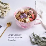 600/850ml Student Instant Noodle Big Cup Creative Ce rate Oatmeal Bowl with Lid Breakfast Cup Marble Milk Coffee Mug