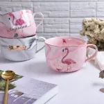 600/850ml Student Instant Noodle Big Cup Creative Ce rate Oatmeal Bowl with Lid Breakfast Cup Marble Milk Coffee Mug