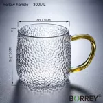 Borrey Heat-Resistant Cup Creative Transparent Glass Tea Cup Coffee Mug Office Coffee Mug Milk Glass Drinkware Tools