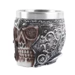 Stainless Steel Skull Mug Viking Coffee Cups Travel Viking Horn Tankard Decoration Skeleton Cup Beer Stein Man