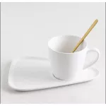 Nordic Ceramic Coffee Cup with Spoon and Saucer Set Creative European Luxury Breakfast Snack Afternoon Tea Tableware Tay Set