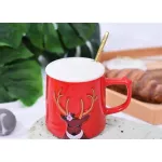 350ml Elk Mugs Exquisite Ceramic Mug With Lid Spoon?S Couple Mugs For Girls/boys Friends
