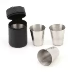 4 Pcs 30ml 70ml 180ml Stainless Steel Camping Cup Mug Camping Hiking Portable Tea Beer Cup With Black Bag