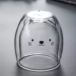40 Scald Cartoon Lovely Double Glass Milk Coffee Cup With Round Mouth Thermal Mugs Coffee Cups With Double Bottom